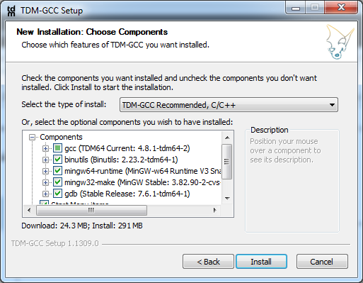 installing gcc gnu compiler for codeblocks
